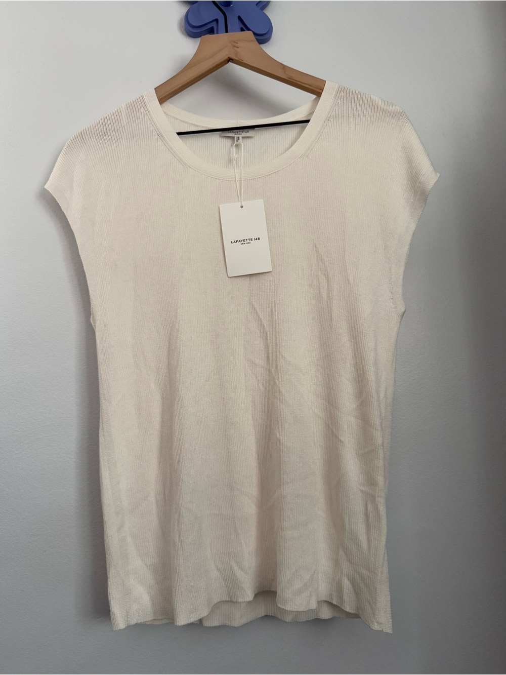 Lafayette 148 XL NEW Ivory Sleeveless Blouse Knit Minimal Classy Elegant Silk